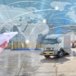 50964419 – distribution warehouse with forklift moving